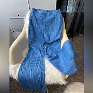 Women Sexy Chic Wide Leg Flared Leggings Pants- Blue